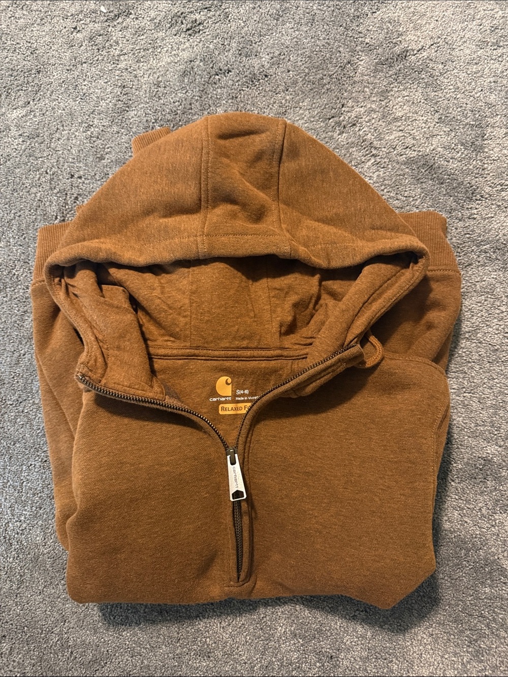 Carhartt Brown Hooded Quarter-Zip Pullover women’s